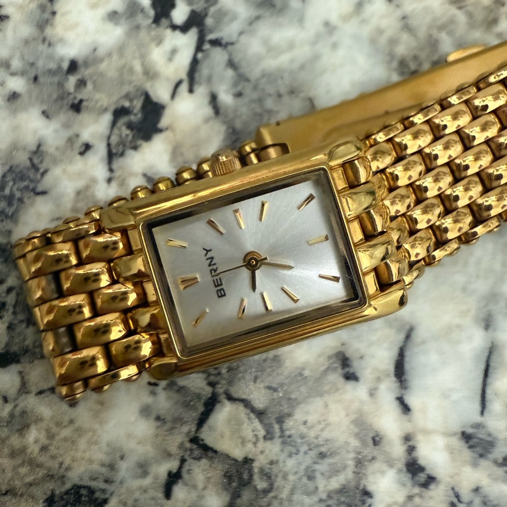 Gold Beiny Watch with Silver Dial